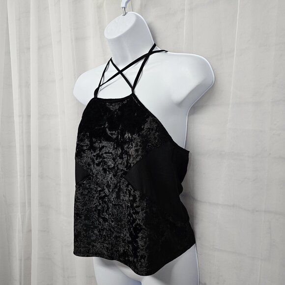Tobi Black Velvet Sheer Tank Top Y2K Goth Boho Fairy Club Party S - Picture 5 of 12
